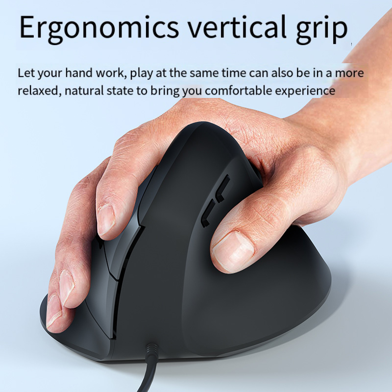 Ergonomic Mouse Vertical - 人間工学に基づいた垂直RGBUSBゲーミングマウス,有線右利き,1600dpi,光学式リスト,PC,コンピューターに適しています