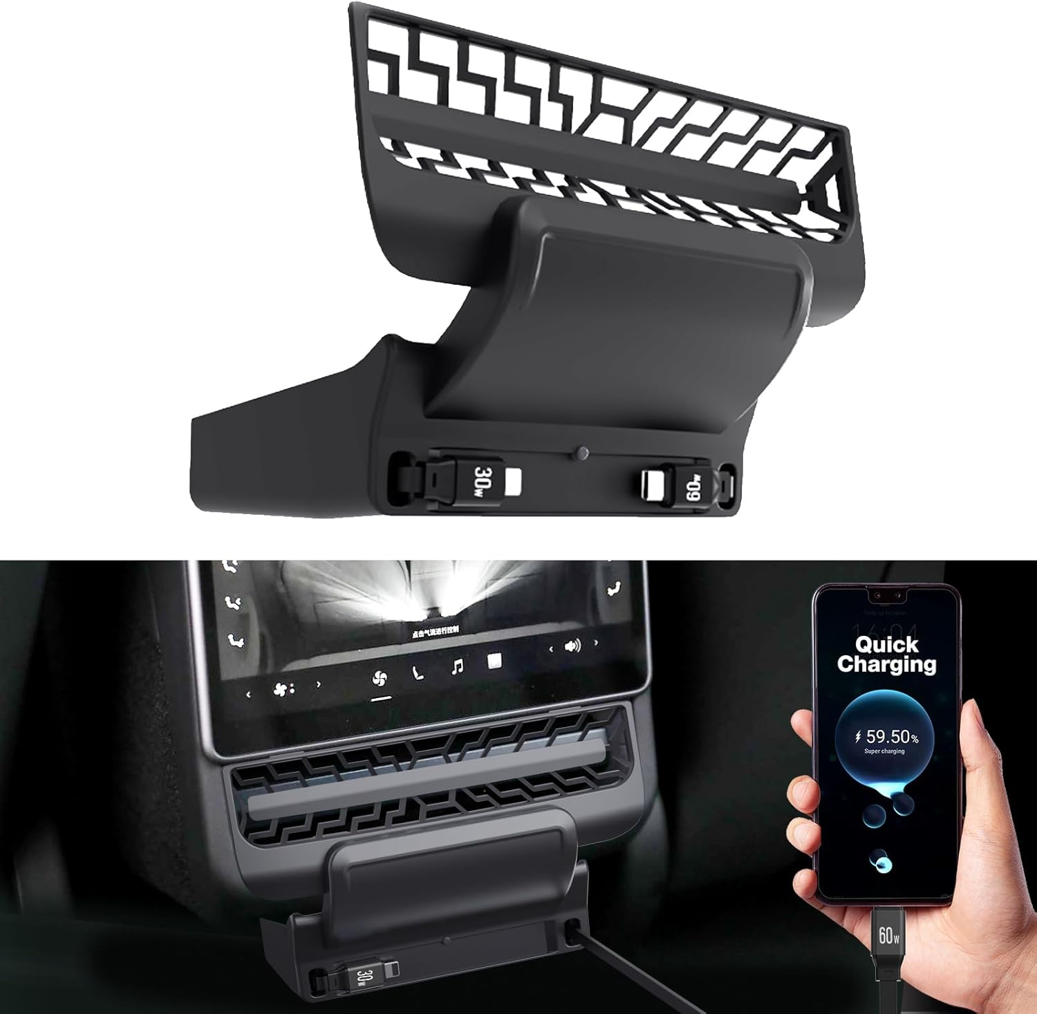 Docking Station Usb C - テスラモデル 3/Y 2021-2023 リアエアベントインテリジェントドッキングステーション Type-C PD