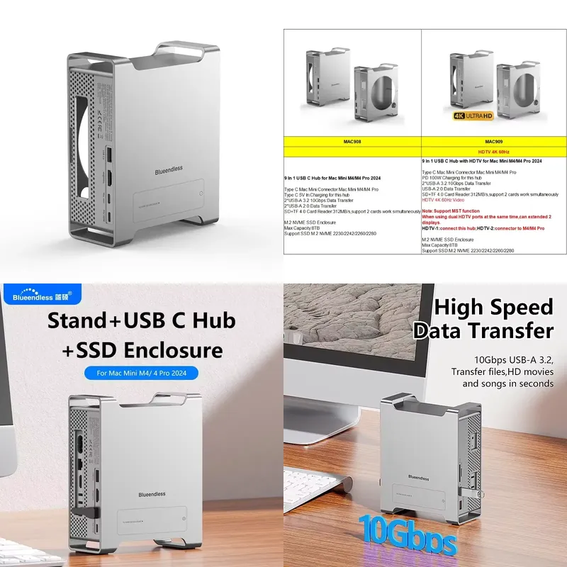 Docking Station Usb C - AP01 ミニM4スタンドハブドック USB Cドッキングステーション 10Gbps USB