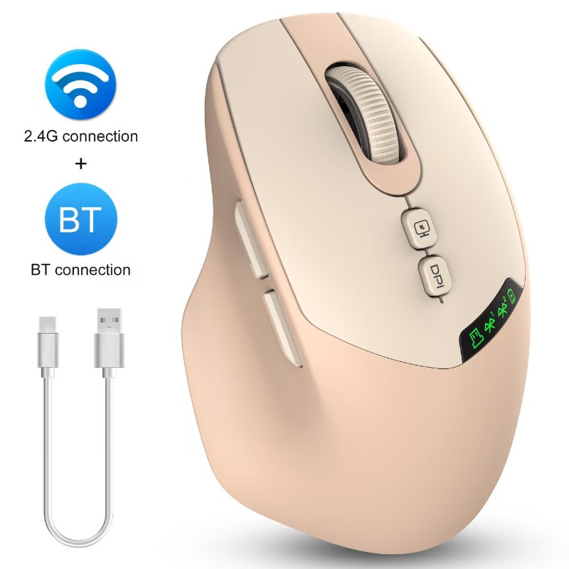 Ergonomic Mouse Vertical - デュアルモードワイヤレスマウス Bluetooth 2.4G 充電式 人間工学に基づいた垂直型マウス DPI調整可能