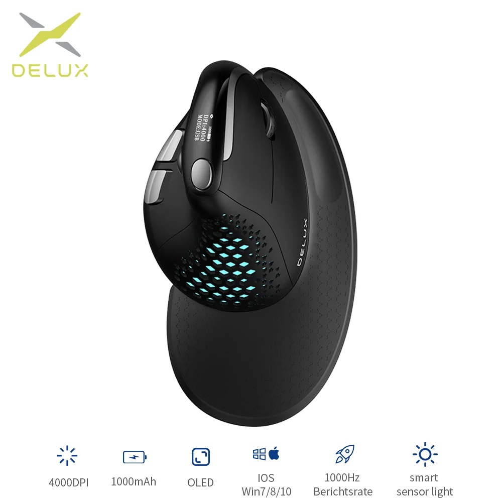 Ergonomic Mouse Vertical - デラックス M618XSD シーカー人間工学に基づいた垂直マウス OLED スクリーン 4000DPI