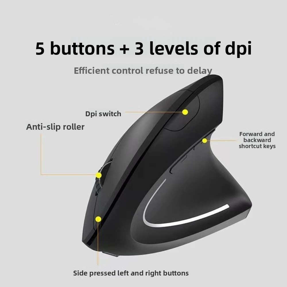 Ergonomic Mouse Vertical - 2.4 グラム垂直マウスサイレント発光垂直有線マウスミュートボタン 1600DPI コンピュータマウスタブレットラップトップ PC 用