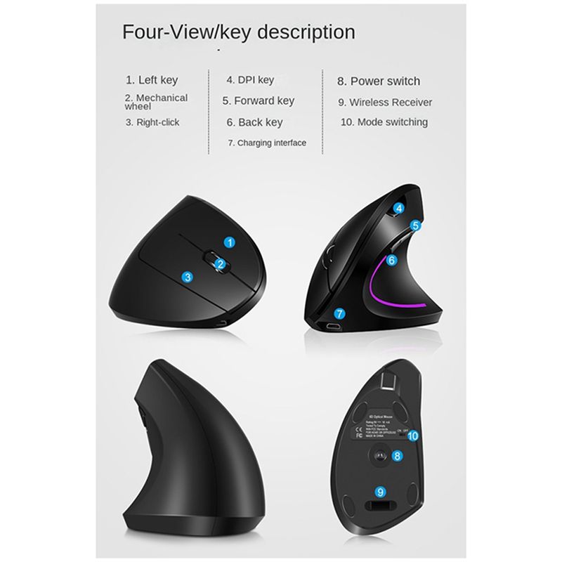 doyou ワイヤレス 2.4G 垂直垂直マウス ミュート  - Ergonomic Mouse Vertical のレビューと価格
