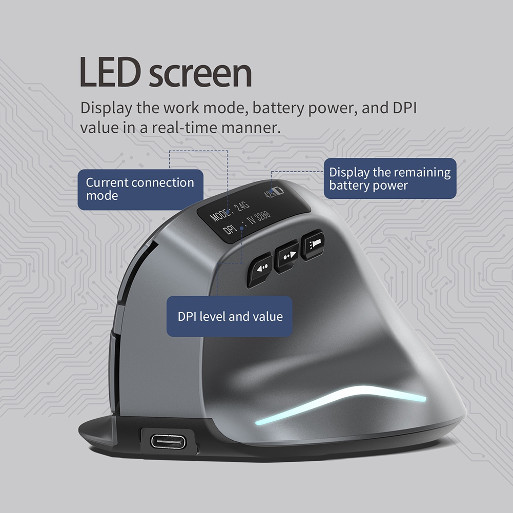 AB53 Bluetooth 垂直ワイヤレスマウス OLED - Ergonomic Mouse Vertical のレビューと価格
