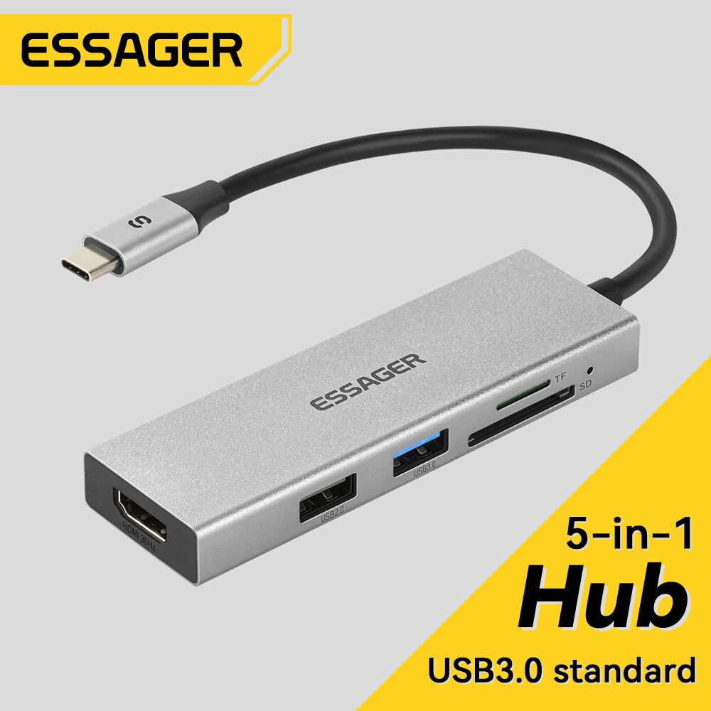 Essager 5 in 1 USB cハブHDMI-4Kド - Docking Station Usb C のレビューと価格