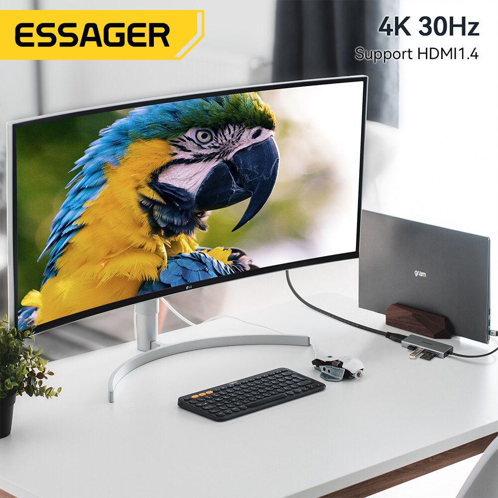 Essager 5 in 1 USB cハブHDMI-4Kド - Docking Station Usb C のレビューと価格