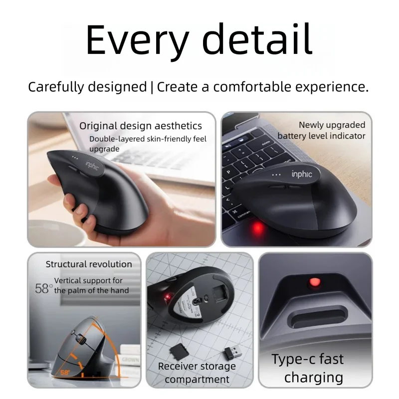 Inphic X9 PRO 垂直型ワイヤレスマウス Type - Ergonomic Mouse Vertical のレビューと価格