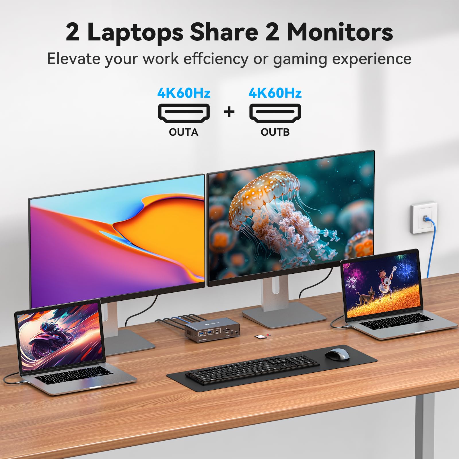 2台のモニター,2台のコンピューター,4 k60hz,hdm - Docking Station Usb C のレビューと価格