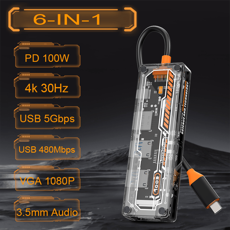 MacBook Pro/Air用6-in-1 USB-Cハブ - Docking Station Usb C のレビューと価格