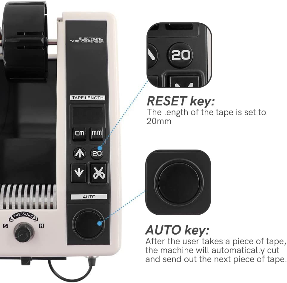 自動パッキングテープディスペンサーM-1000テープ粘着切断 - Office Hi Tech のレビューと価格