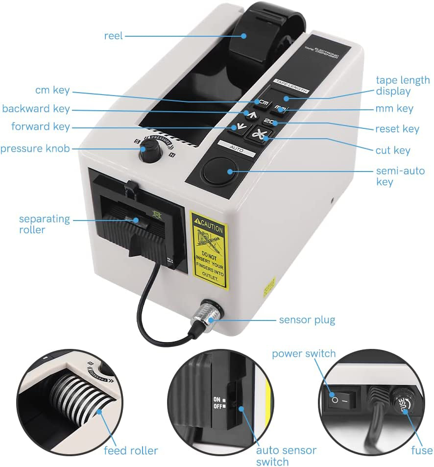 自動パッキングテープディスペンサーM-1000テープ粘着切断 - Office Hi Tech のレビューと価格