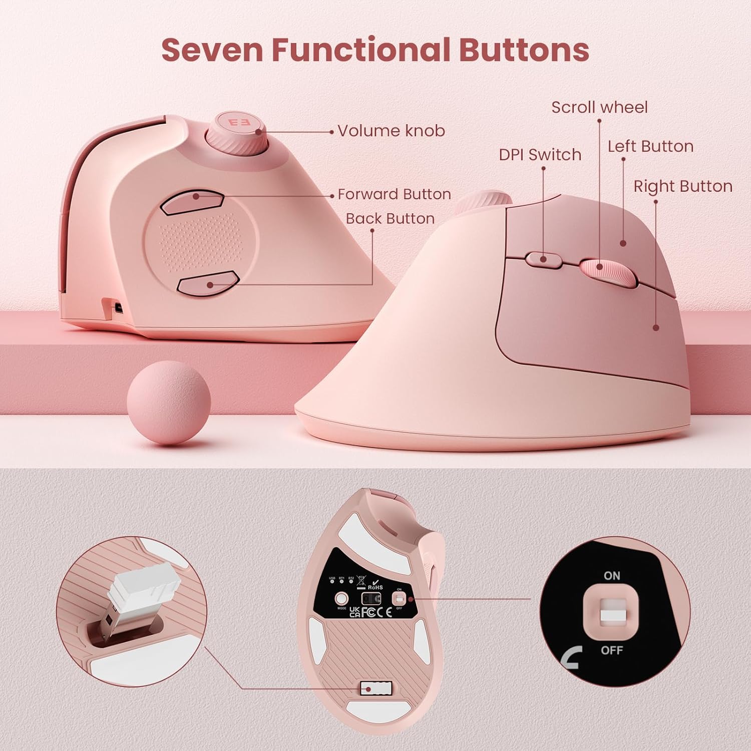 Seenda-Bluetoothワイヤレスマウス,2.4g, - Ergonomic Mouse Vertical のレビューと価格