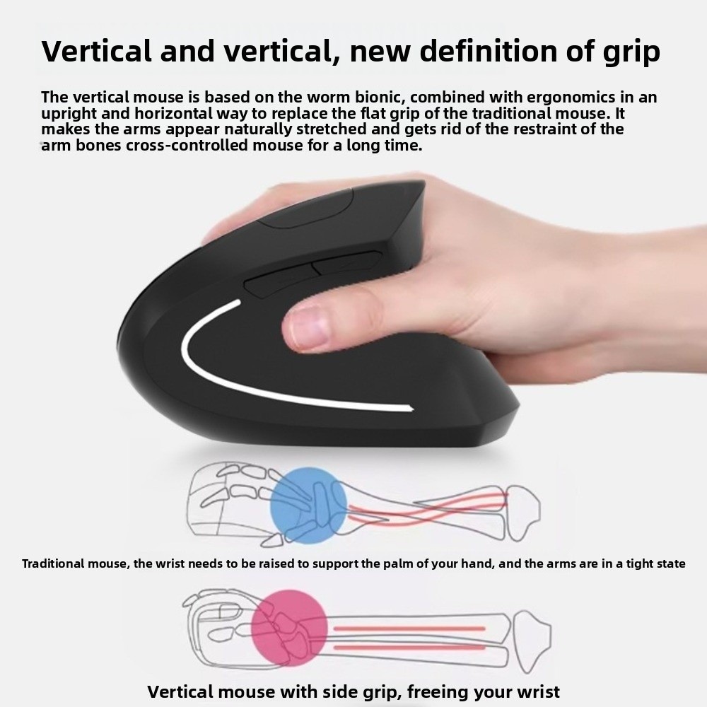 2.4 グラム垂直マウスサイレント発光垂直有線マウスミュート - Ergonomic Mouse Vertical のレビューと価格