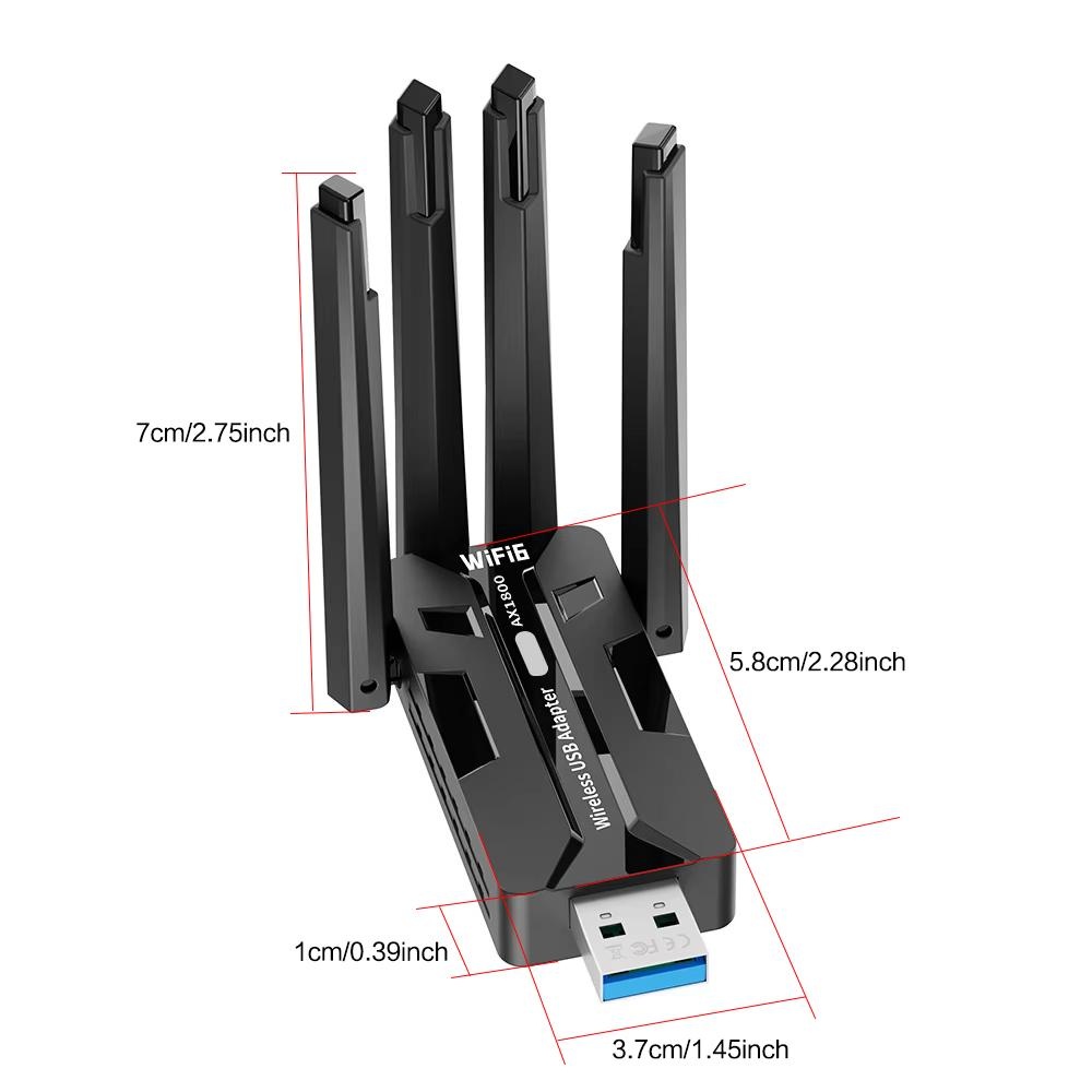 WiFi 6 USB 3.0アダプター 1800Mbps デ - Gigabit Network Card のレビューと価格